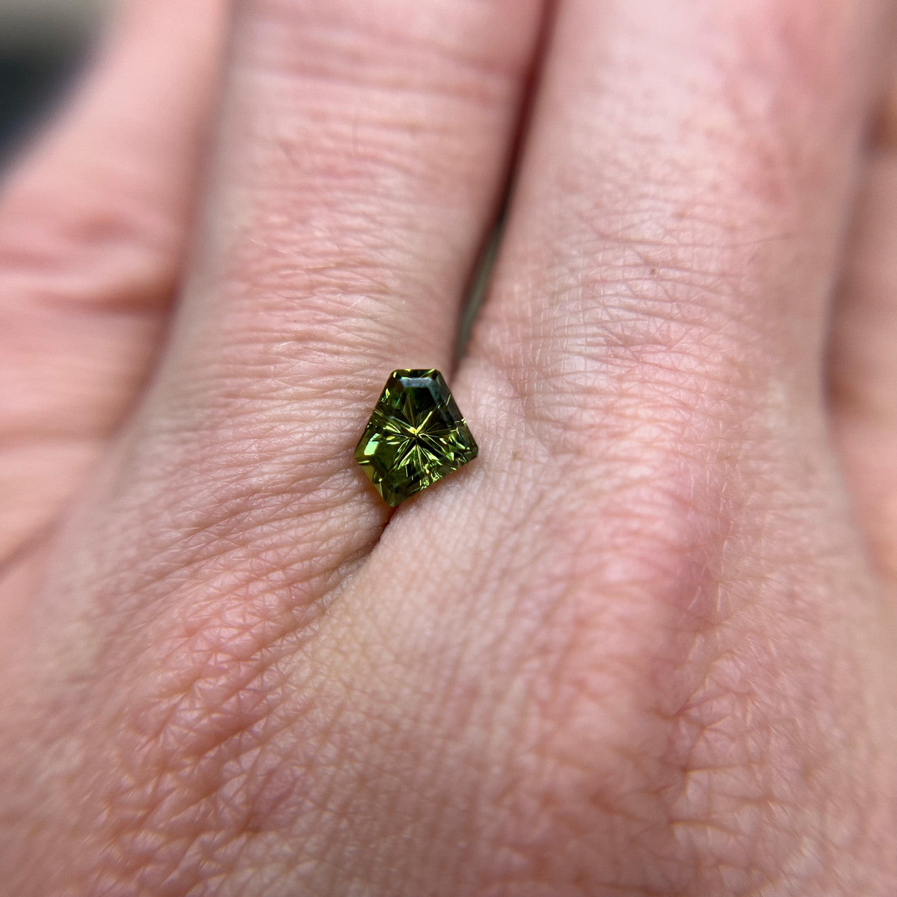 Green Lime Freeform Australian Sapphire StarBrite™ Cut by John Dyer