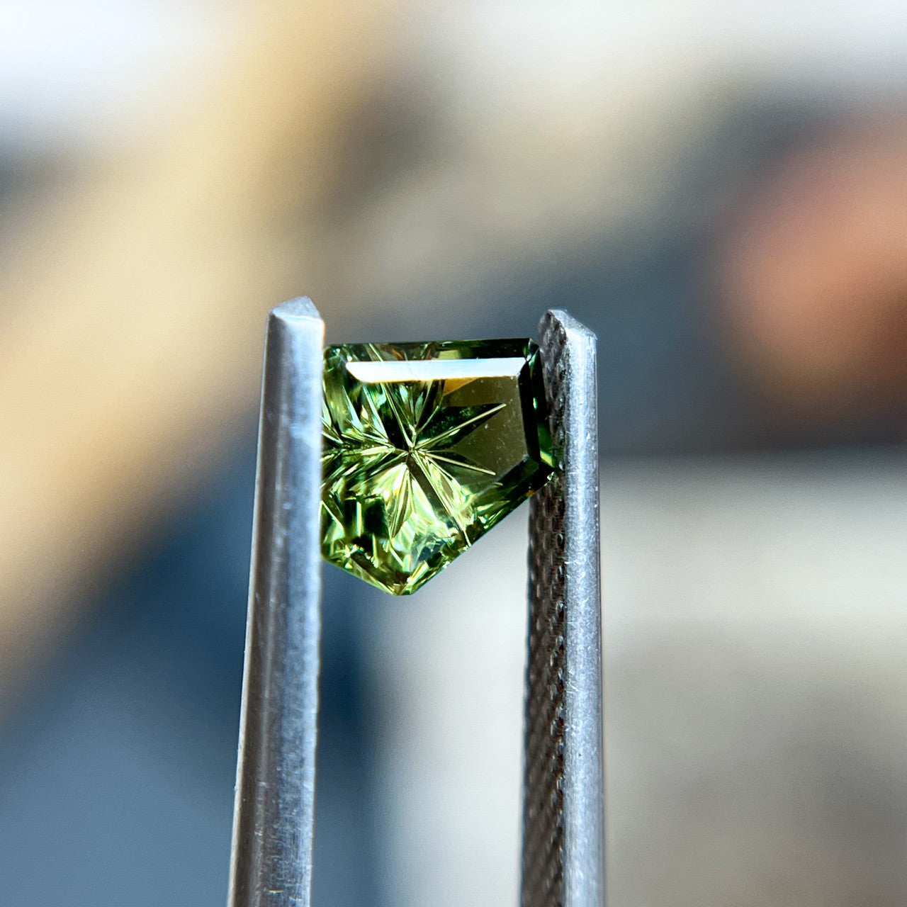 Green Lime Freeform Australian Sapphire StarBrite™ Cut by John Dyer