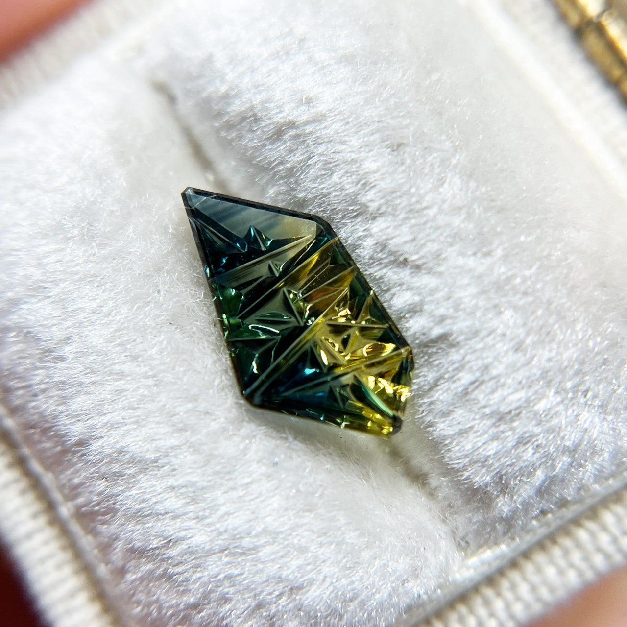 Teal Lime Parti Color Freeform Australian Sapphire Dreamscape™ Cut by  John Dyer