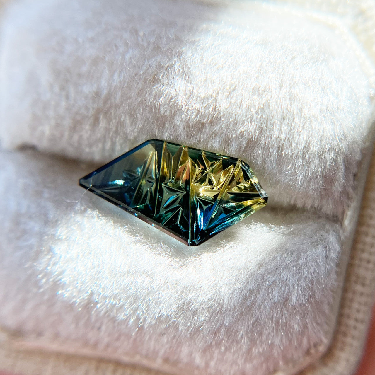 Teal Lime Parti Color Freeform Australian Sapphire Dreamscape™ Cut by  John Dyer
