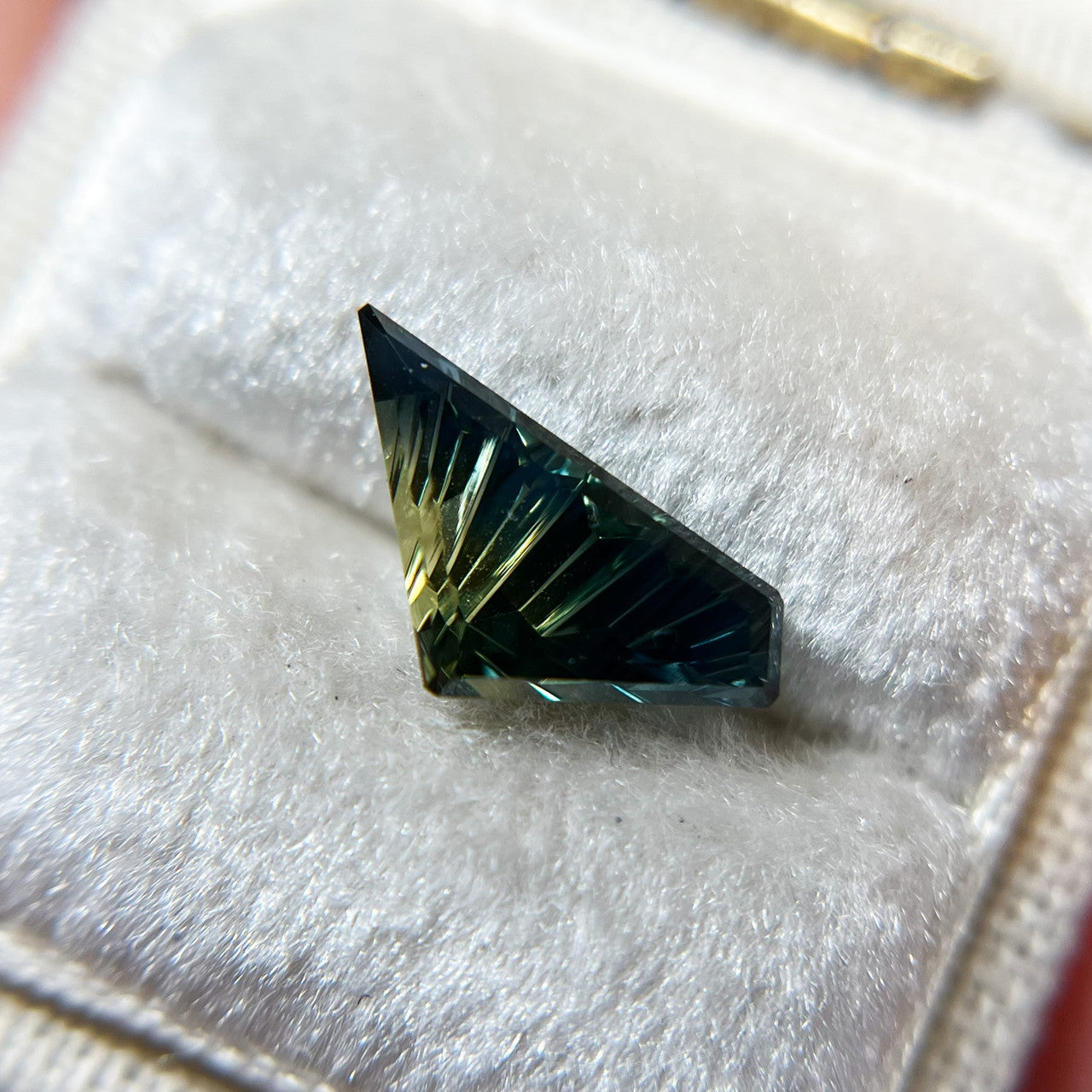 Elysian Wing Sapphire - Parti Color Teal Green Lime Australian Sapphire, Dreamscape™ Cut by John Dyer