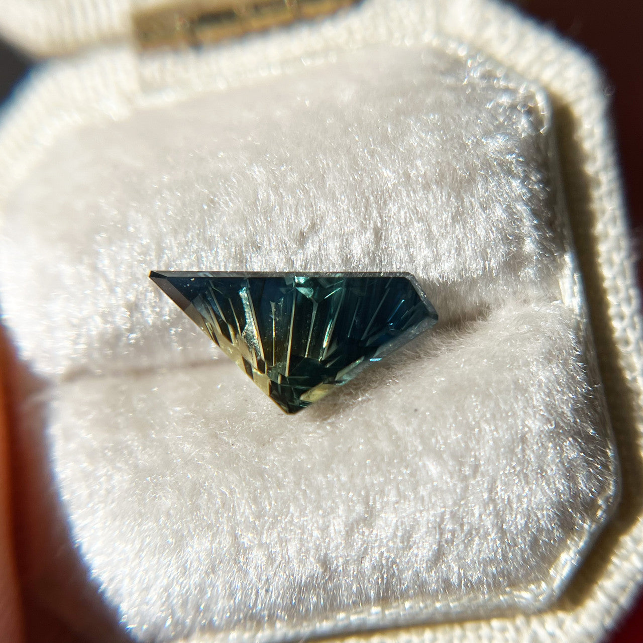 Elysian Wing Sapphire - Parti Color Teal Green Lime Australian Sapphire, Dreamscape™ Cut by John Dyer