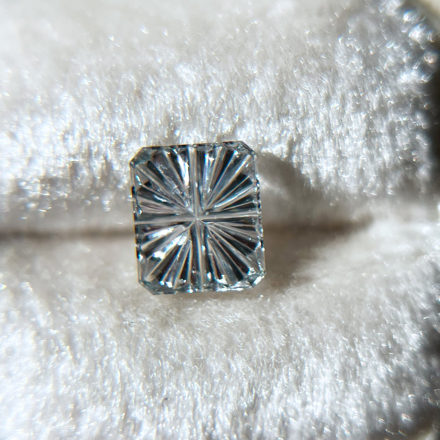 Silvery Blue Rectangular Montana Sapphire StarBrite™ Cut by John Dyer