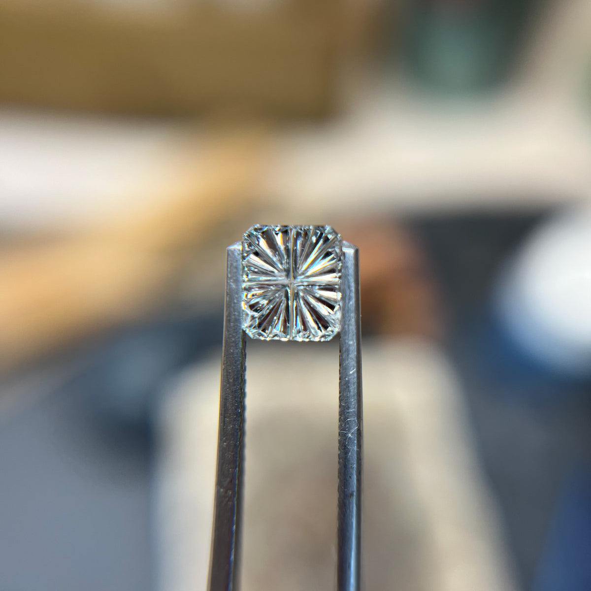 Silvery Blue Rectangular Montana Sapphire StarBrite™ Cut by John Dyer