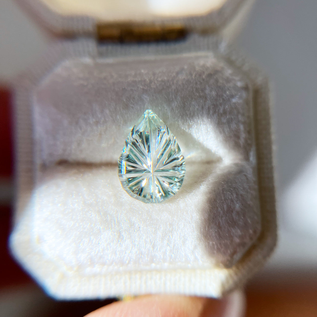 Large Teardrop Blue Green Montana Sapphire StarBrite™ Cut by  John Dyer