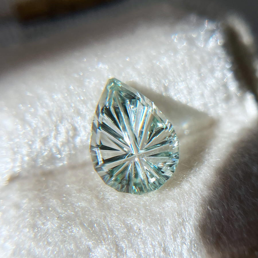 Large Teardrop Blue Green Montana Sapphire StarBrite™ Cut by  John Dyer