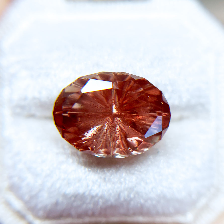 Deep Pink Oregon Sunstone Oval StarBrite™ Cut by John Dyer