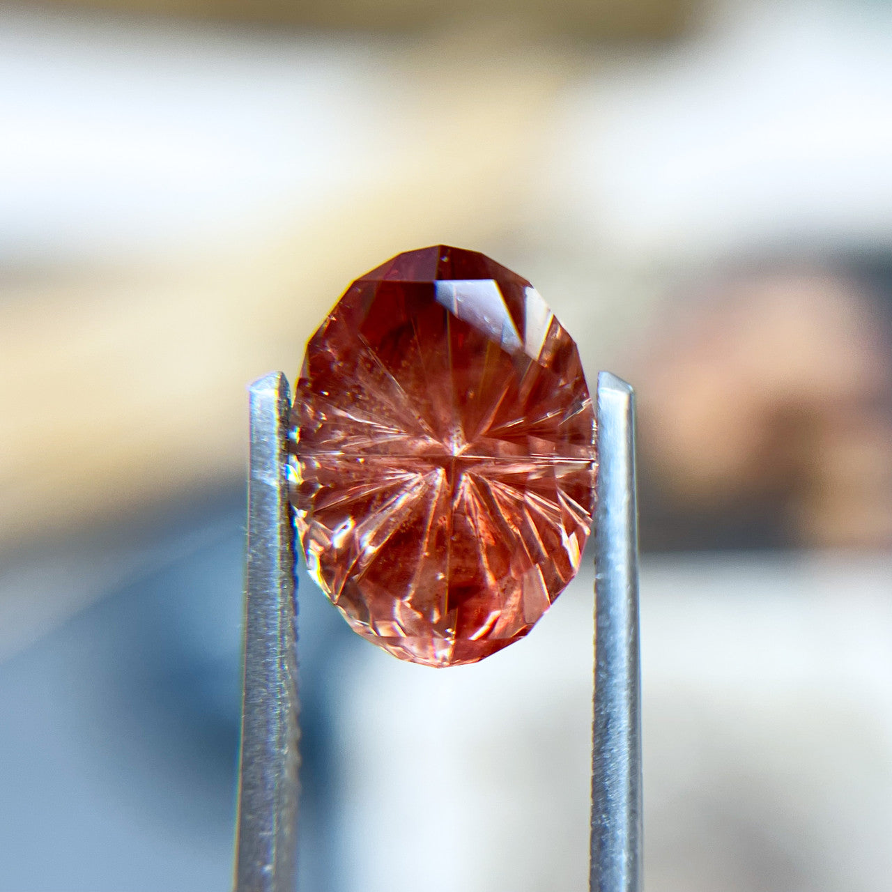 Deep Pink Oregon Sunstone Oval StarBrite™ Cut by John Dyer