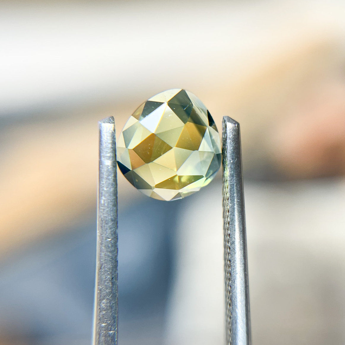 Rose Cut Parti Color Yellow Green Australian Sapphire