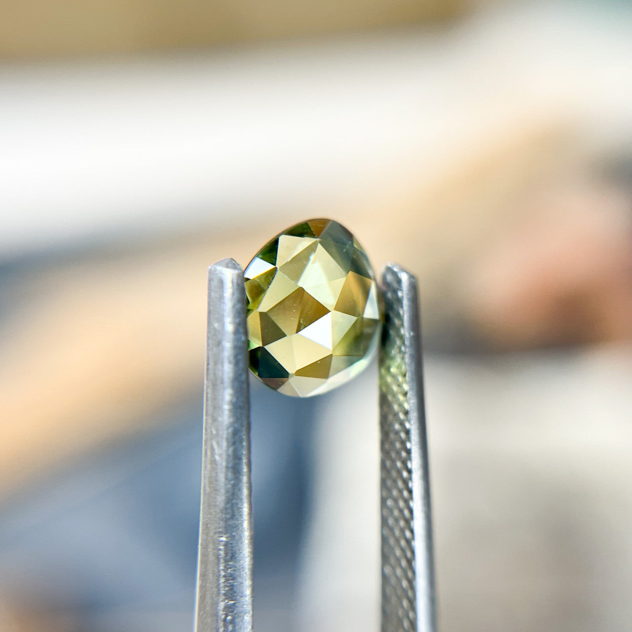 Rose Cut Parti Color Yellow Green Australian Sapphire