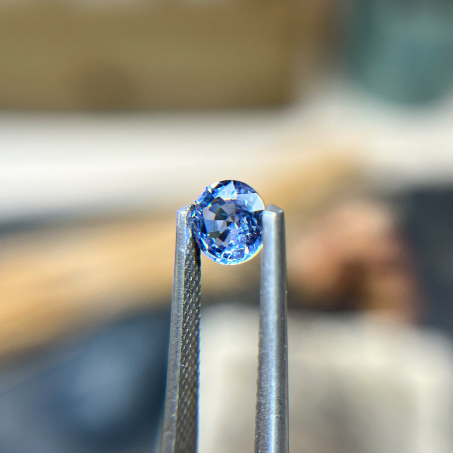 Glowing Light Blue Violet Sapphire