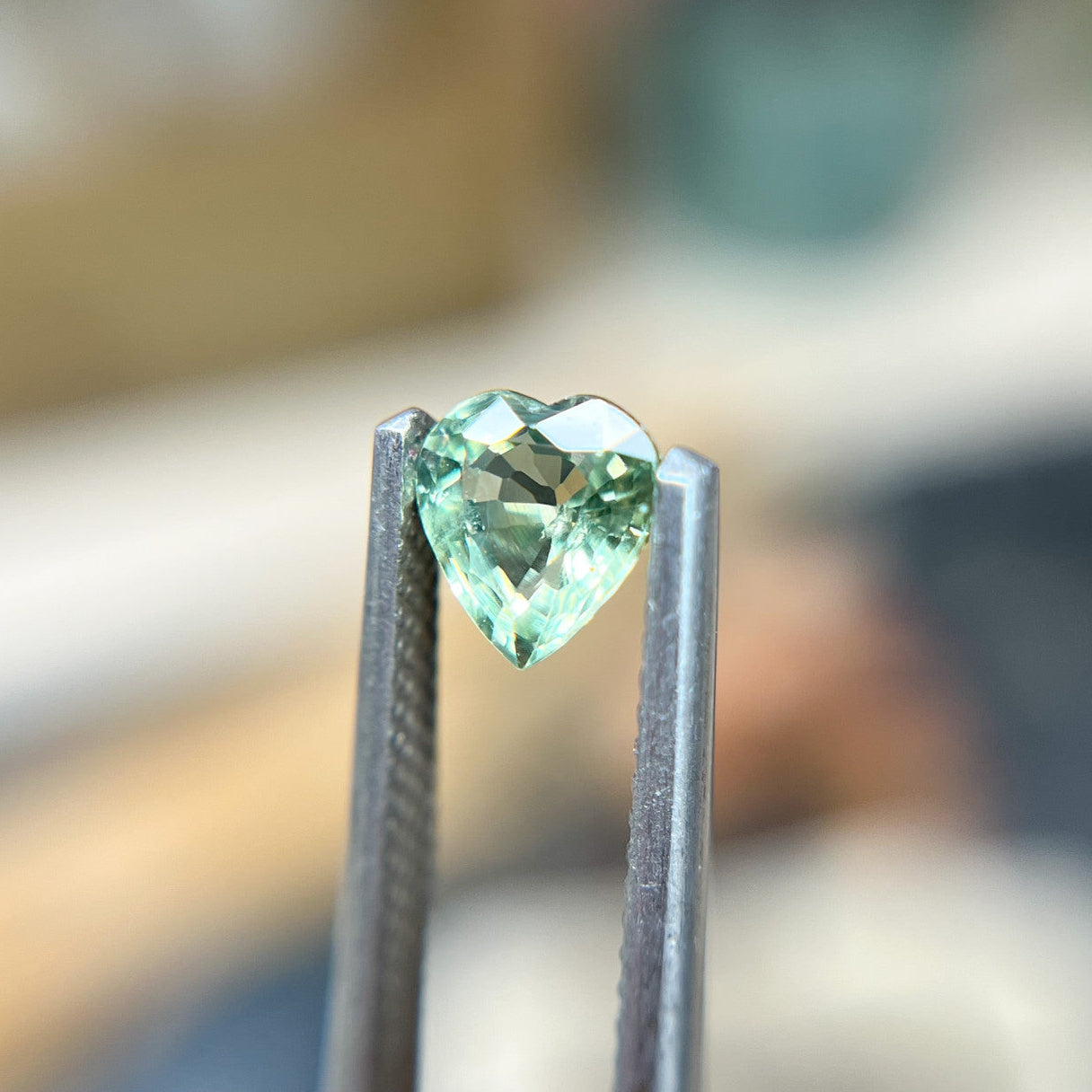 Reclaimed Heart Shaped Green Sapphire