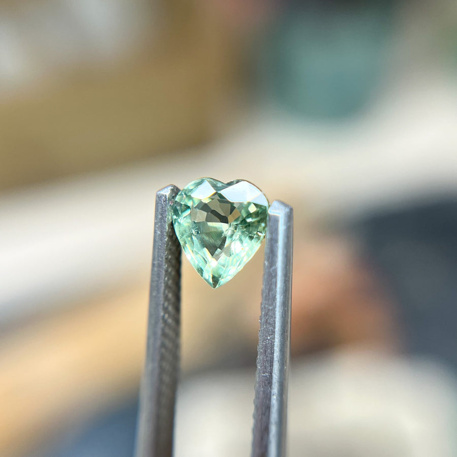 Reclaimed Heart Shaped Green Sapphire