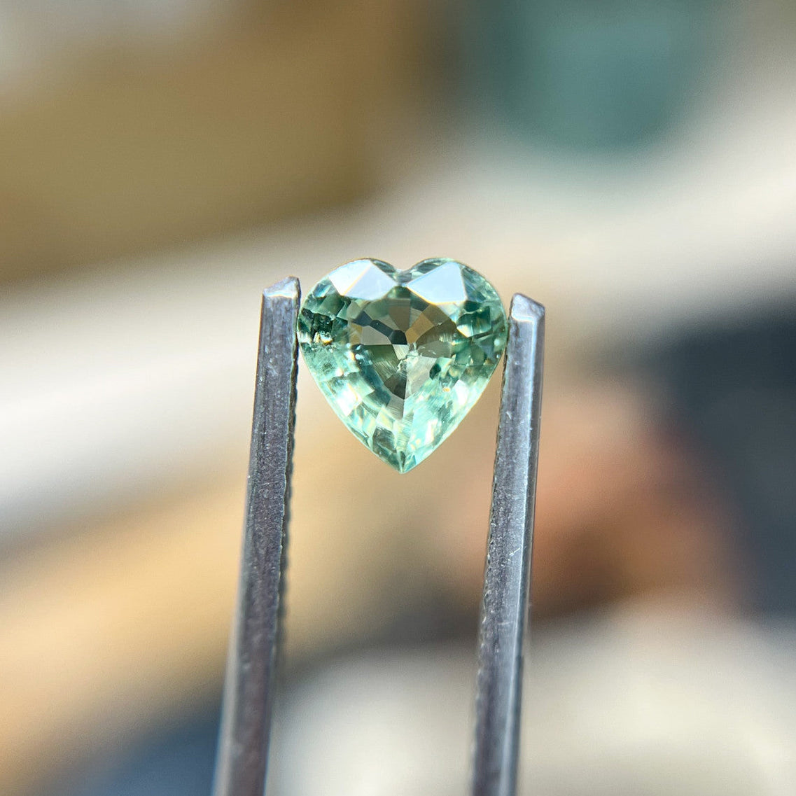 Reclaimed Heart Shaped Green Sapphire