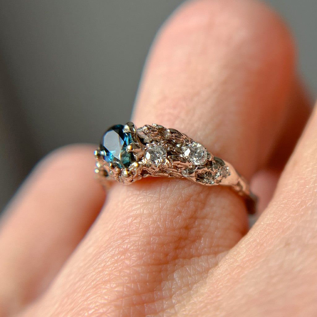 Limited Edition Juniper Teal Sapphire Cluster Ring