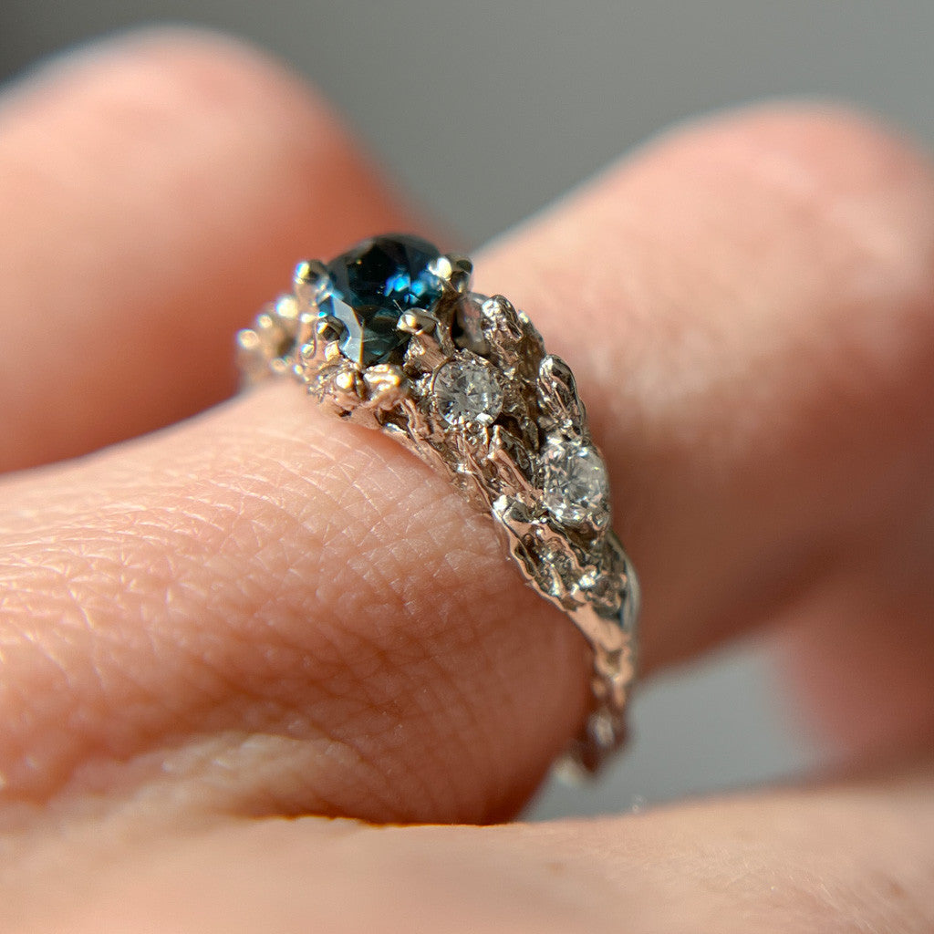 Limited Edition Juniper Teal Sapphire Cluster Ring