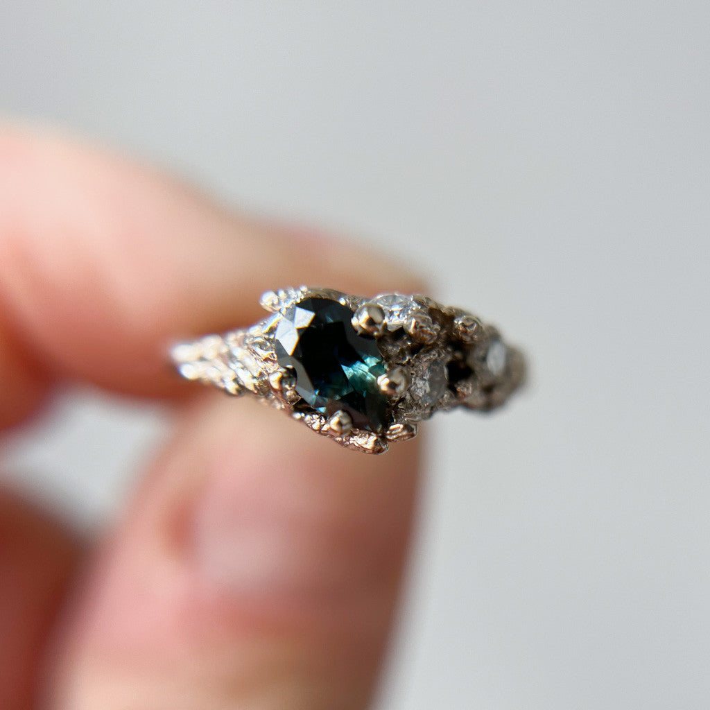 Limited Edition Juniper Teal Sapphire Cluster Ring
