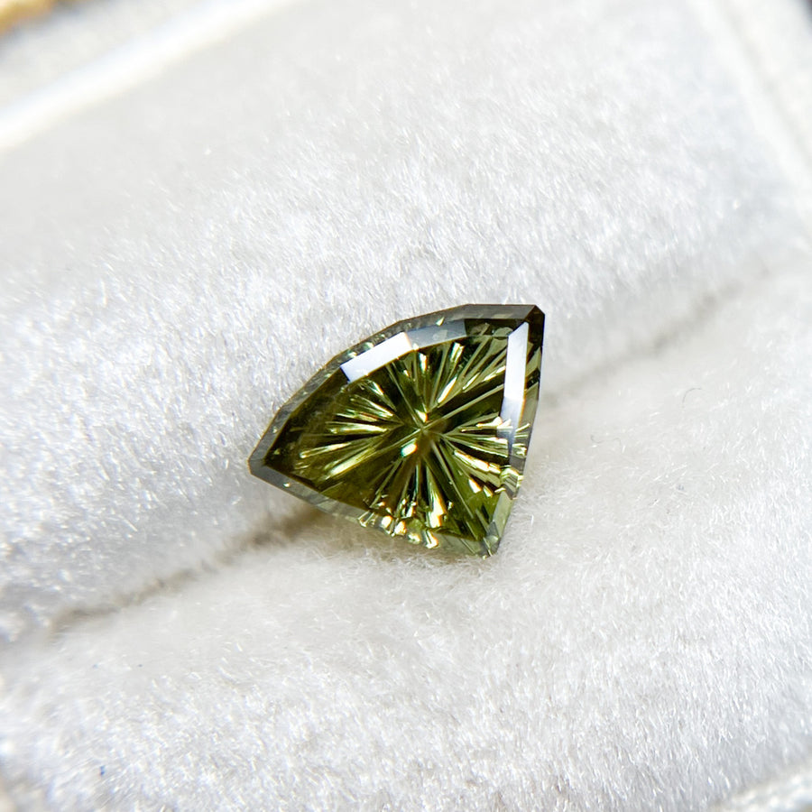 Green Australian Sapphire Triangle Starbrite™ Cut by John Dyer
