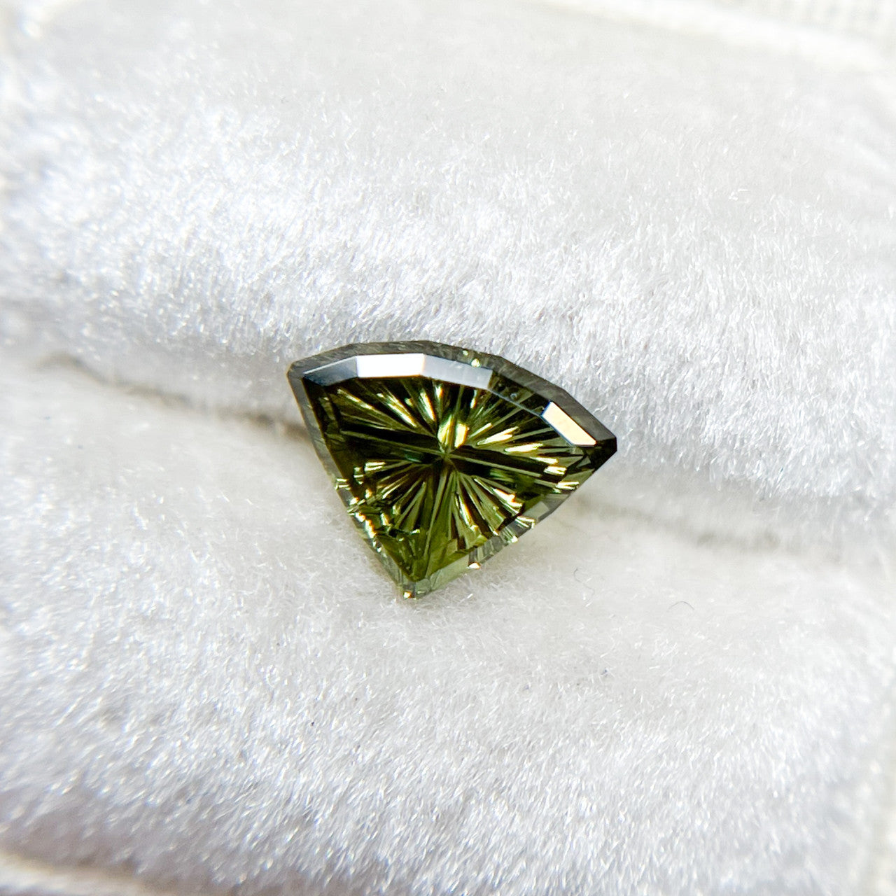 Green Australian Sapphire Triangle Starbrite™ Cut by John Dyer