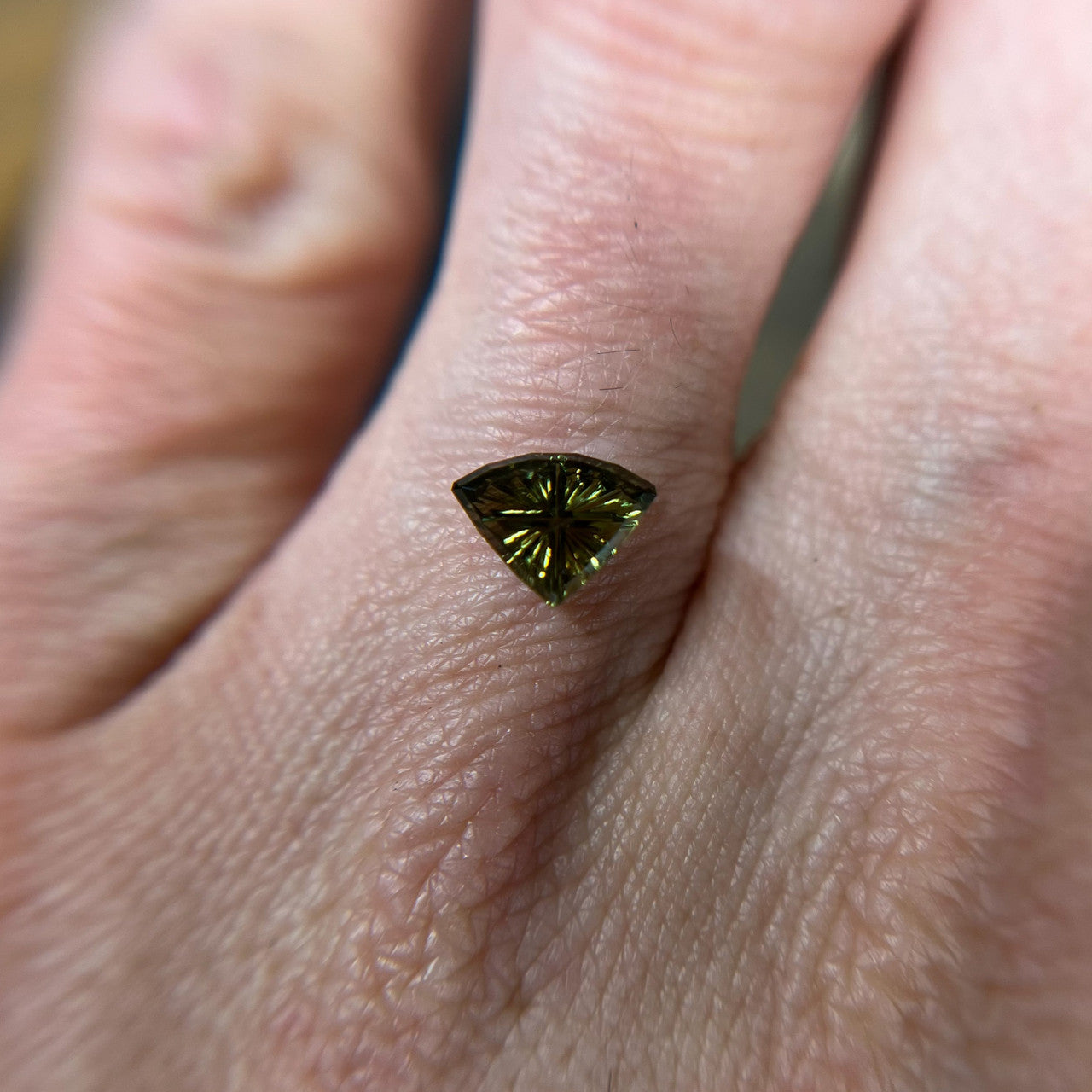 Green Australian Sapphire Triangle Starbrite™ Cut by John Dyer
