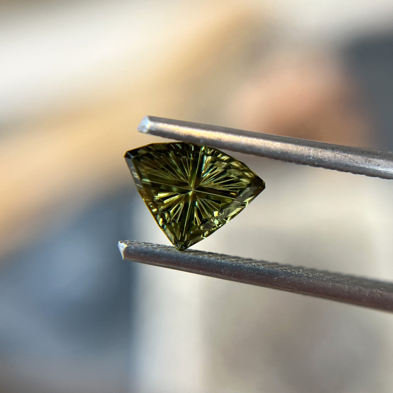 Green Australian Sapphire Triangle Starbrite™ Cut by John Dyer