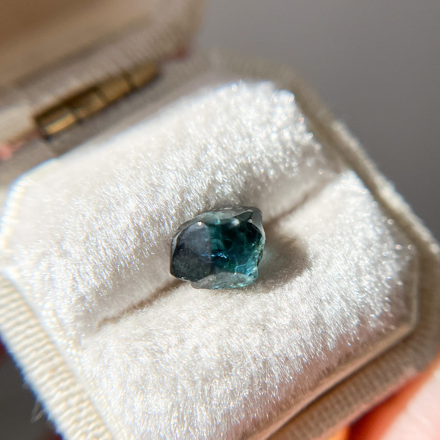 Organically Faceted Bright Teal Blue Sapphire