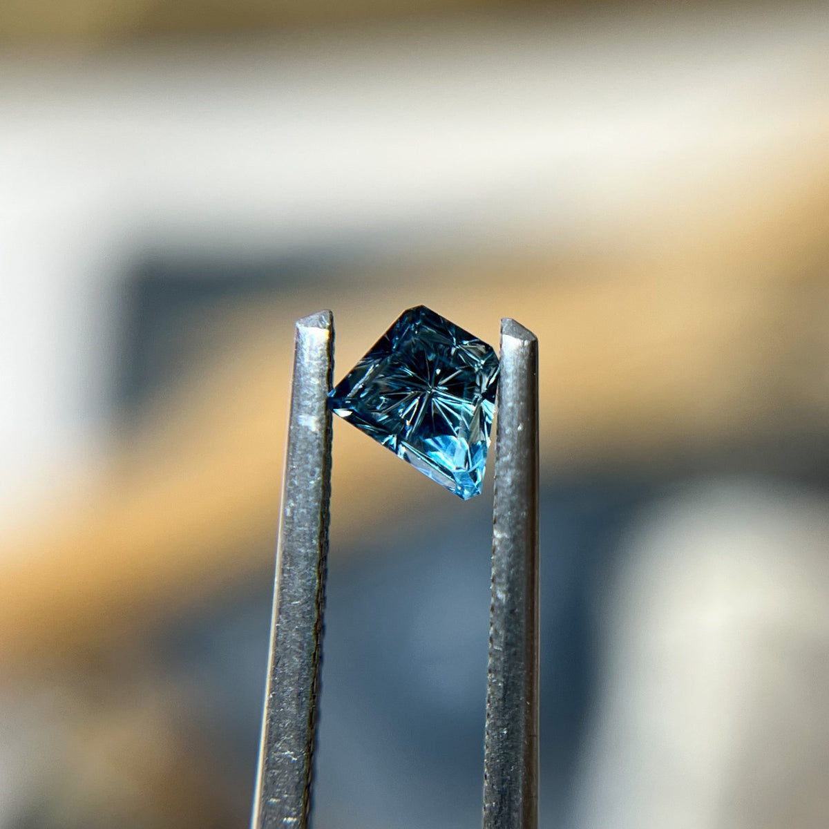Bright Blue Sapphire Freeform  Starbrite™ Cut by John Dyer