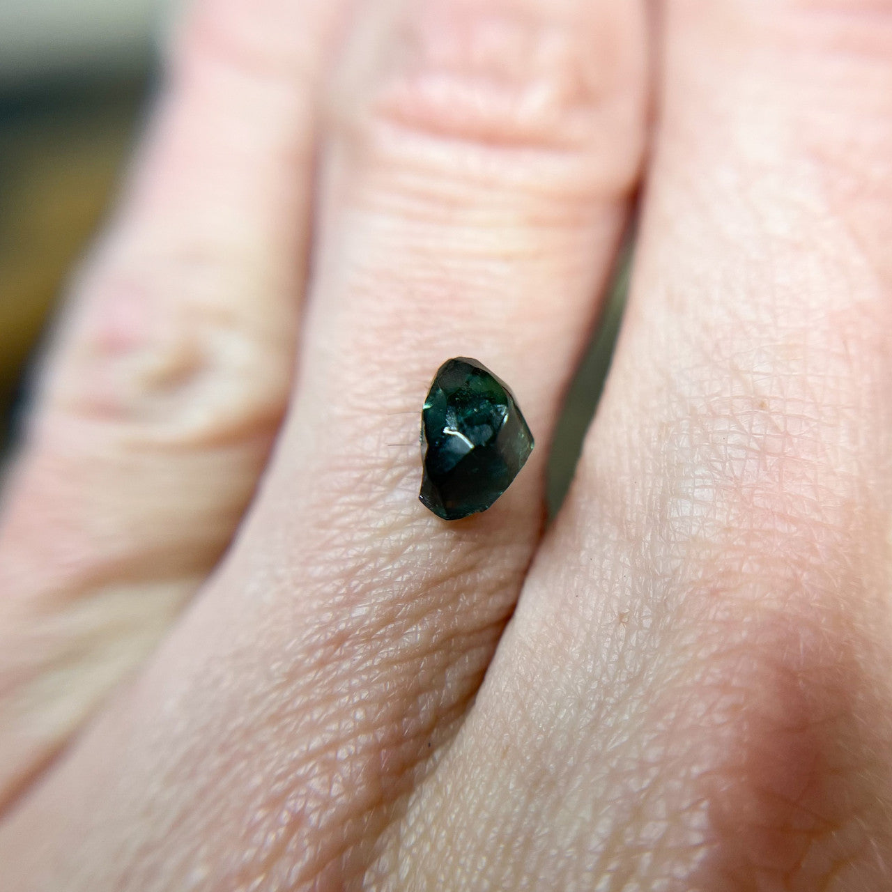 Organically Faceted Bright Teal Blue Sapphire