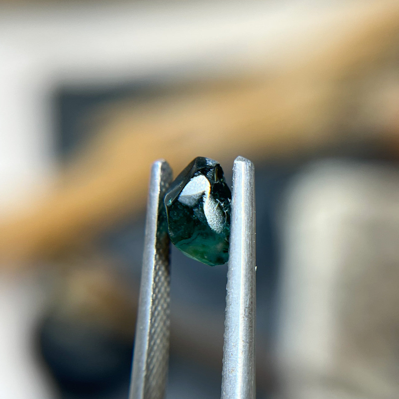 Organically Faceted Bright Teal Blue Sapphire
