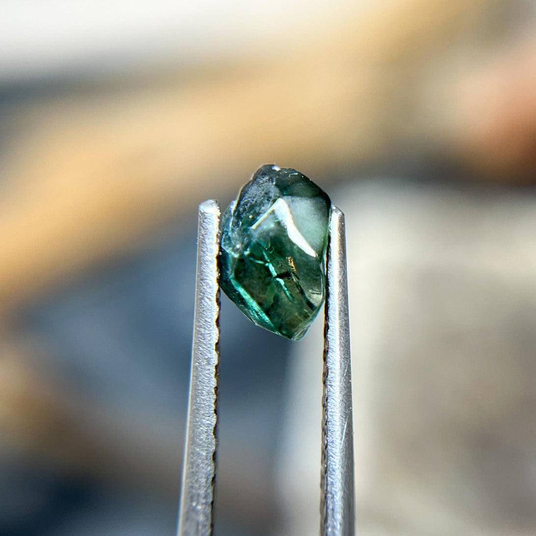 Organically Faceted Parti Color Blue Green Sapphire