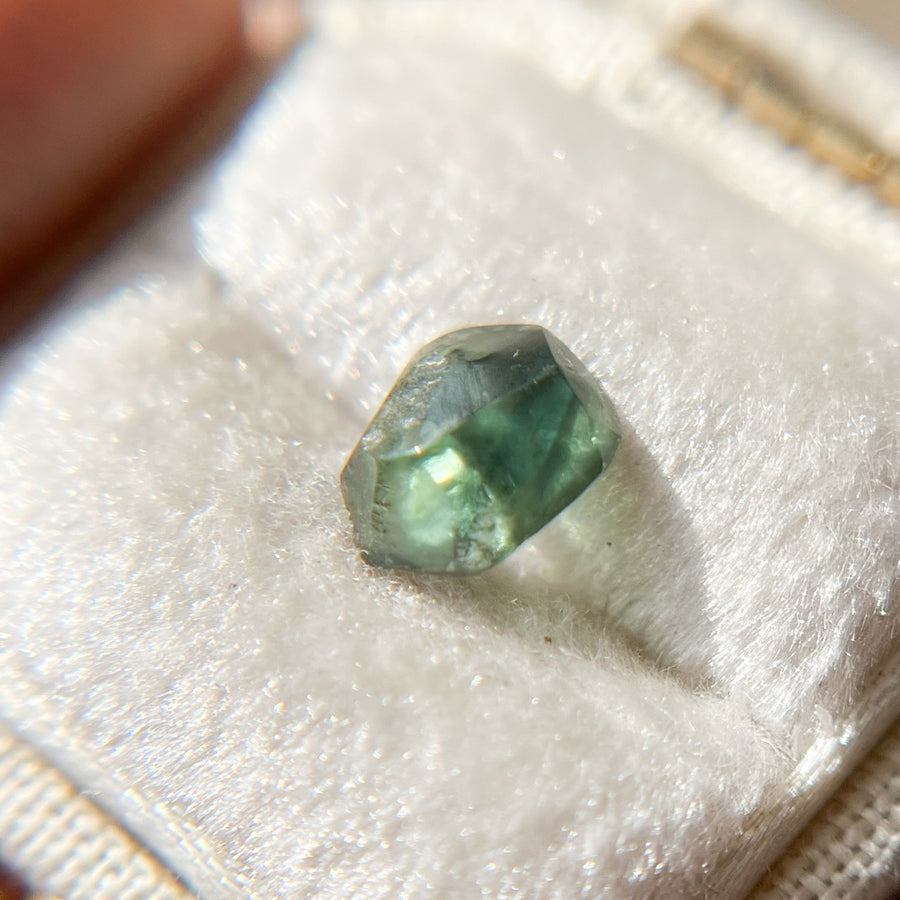 Organically Faceted Blue Green Australian  Sapphire