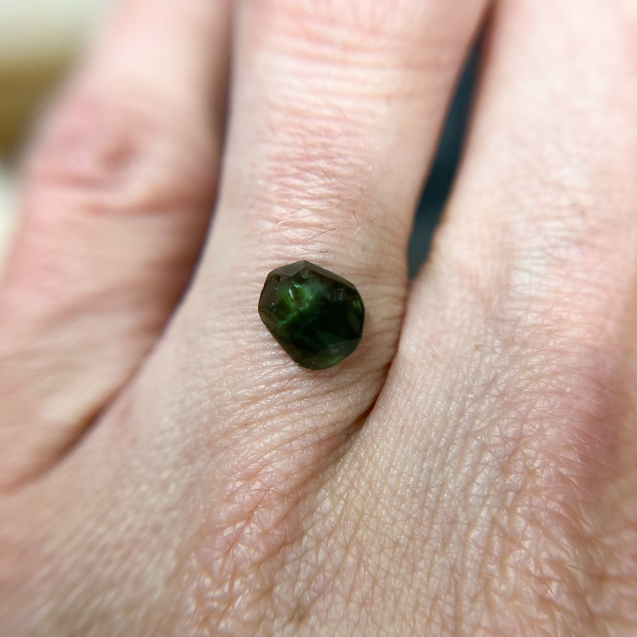 Organically Faceted Blue Green Australian  Sapphire