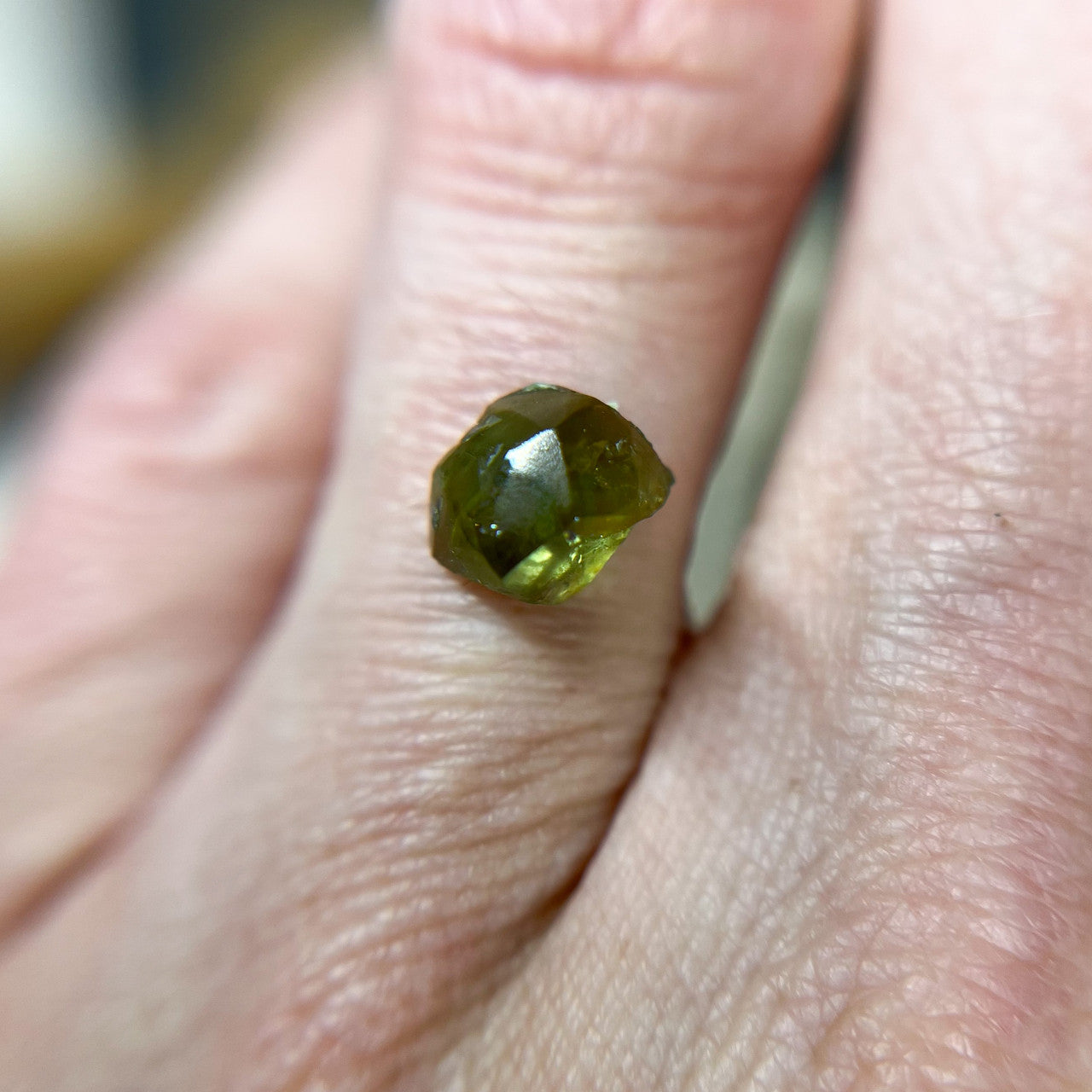 Organically Faceted Parti Color Yellow Green Australian Sapphire