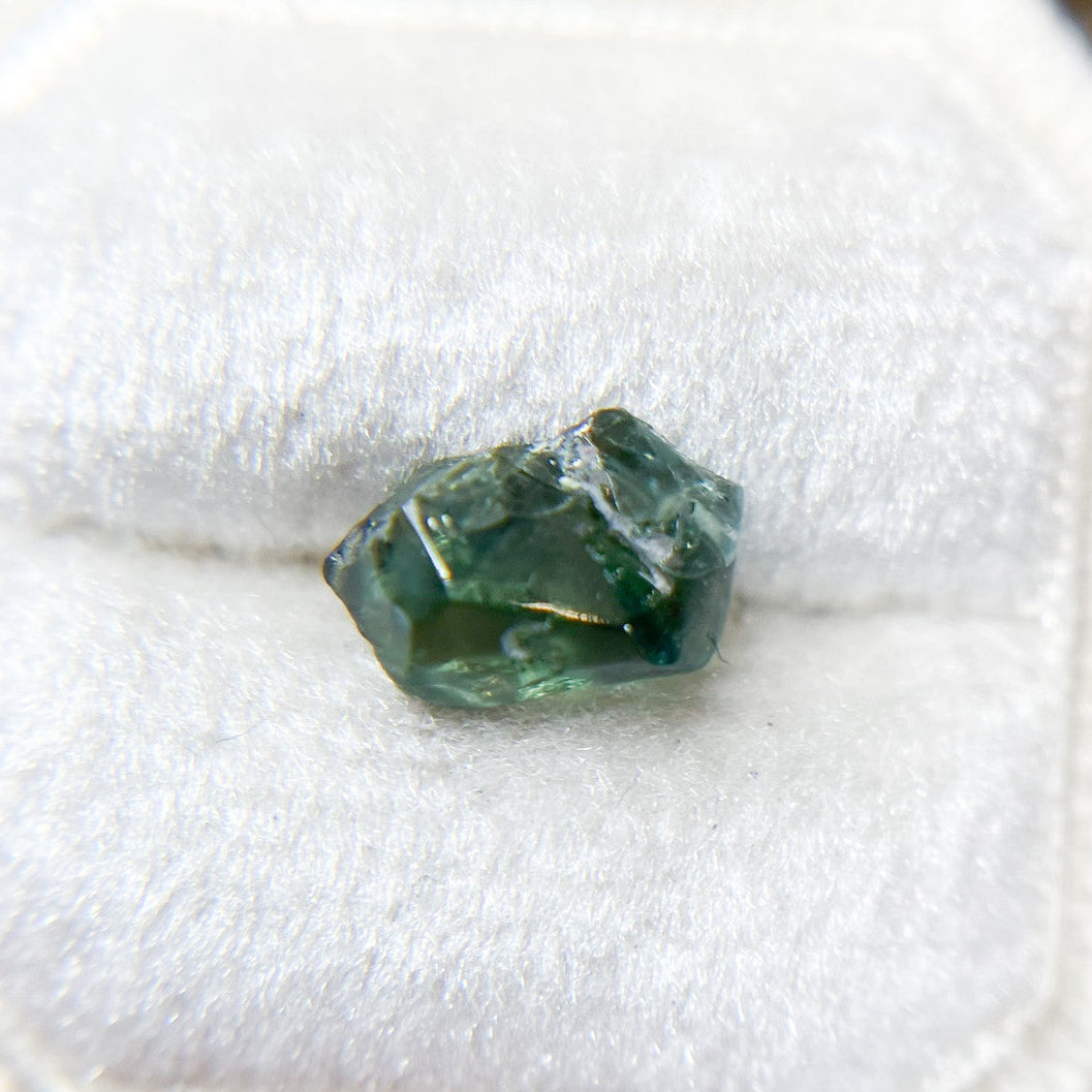 Organically Faceted Teal Blue Sapphire