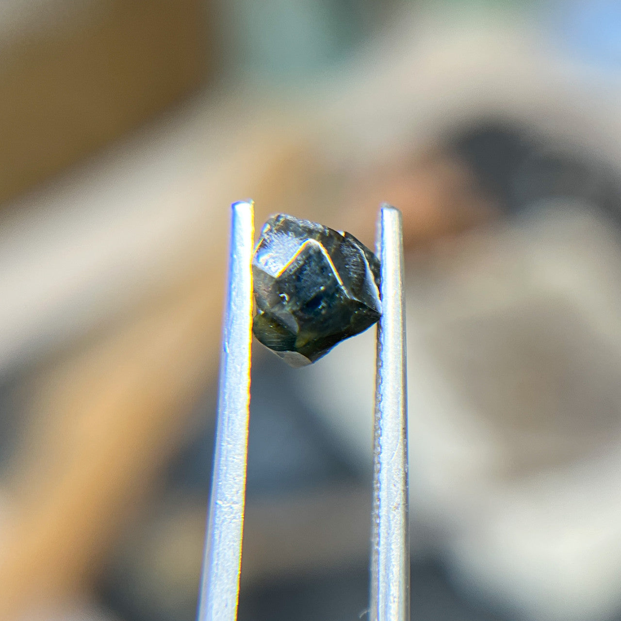 Organically Faceted Deep Teal Green Sapphire