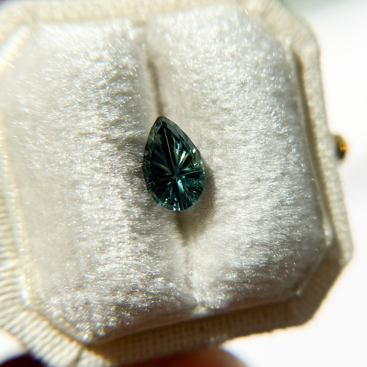 Deep Teal Pear Australian Sapphire Starbrite™ Cut by John Dyer