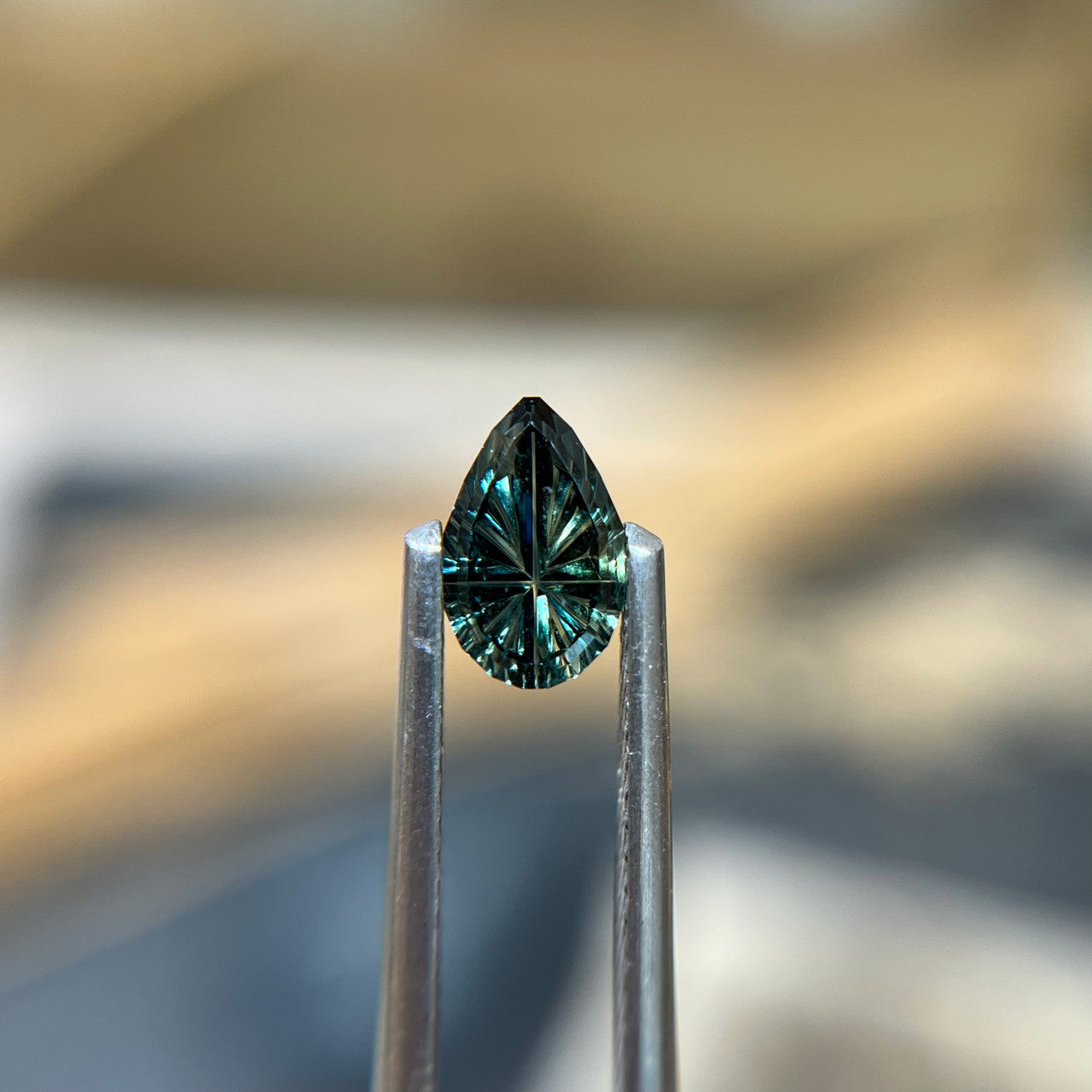 Deep Teal Pear Australian Sapphire Starbrite™ Cut by John Dyer