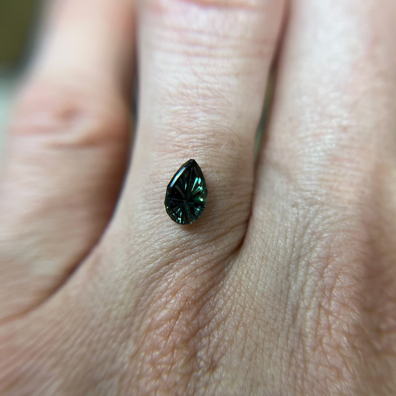 Deep Teal Pear Australian Sapphire Starbrite™ Cut by John Dyer
