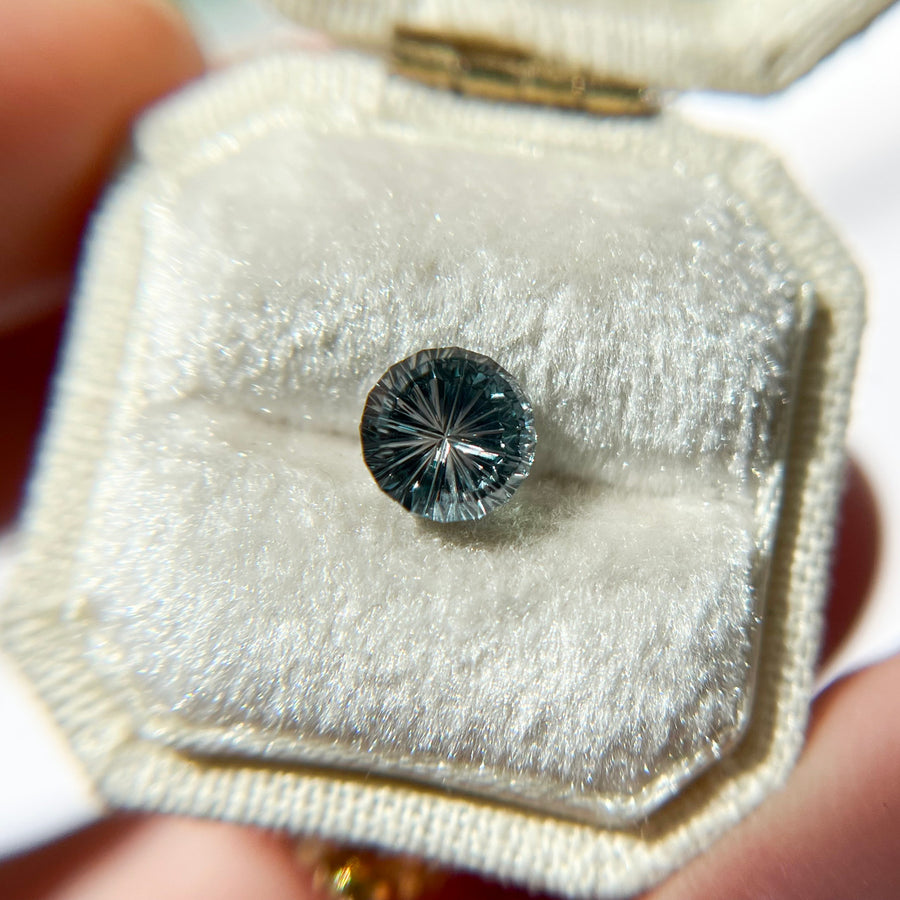 Blue Green Round Montana Sapphire Starbrite™ Cut by John Dyer