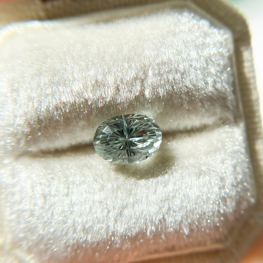 Light Blue Green Oval Montana Sapphire Mirrored Starbrite™ Cut by John Dyer