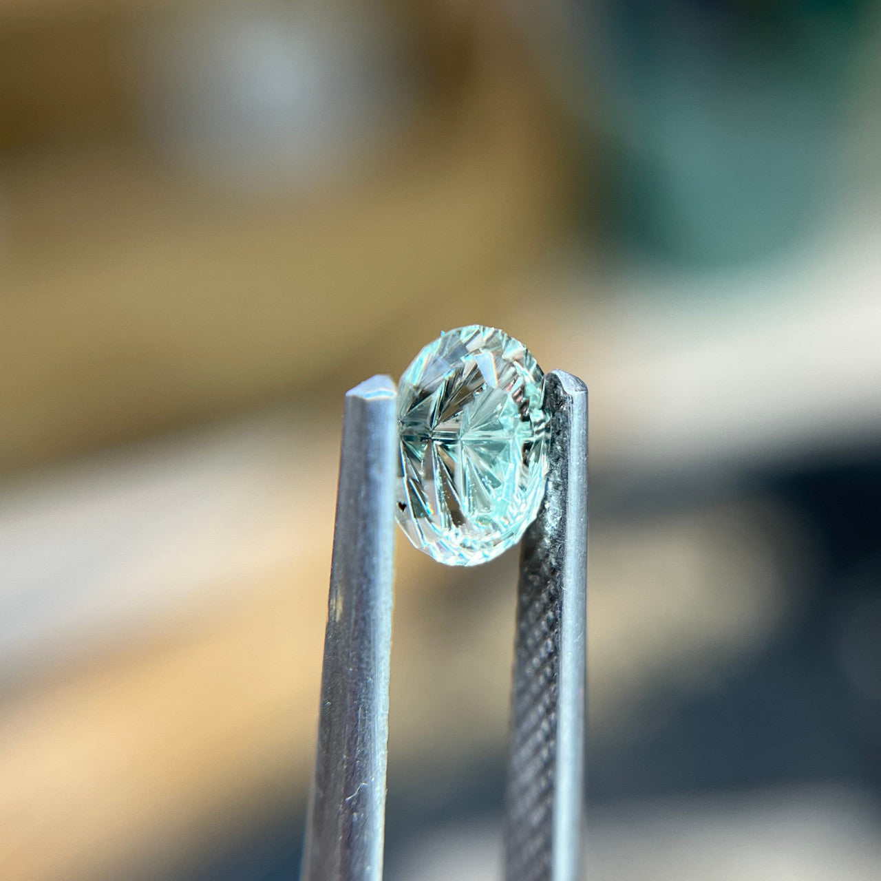 Light Blue Green Oval Montana Sapphire Mirrored Starbrite™ Cut by John Dyer