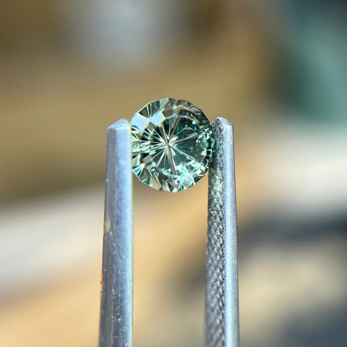 Green Teal Round Montana Sapphire Starbrite™ Cut by John Dyer