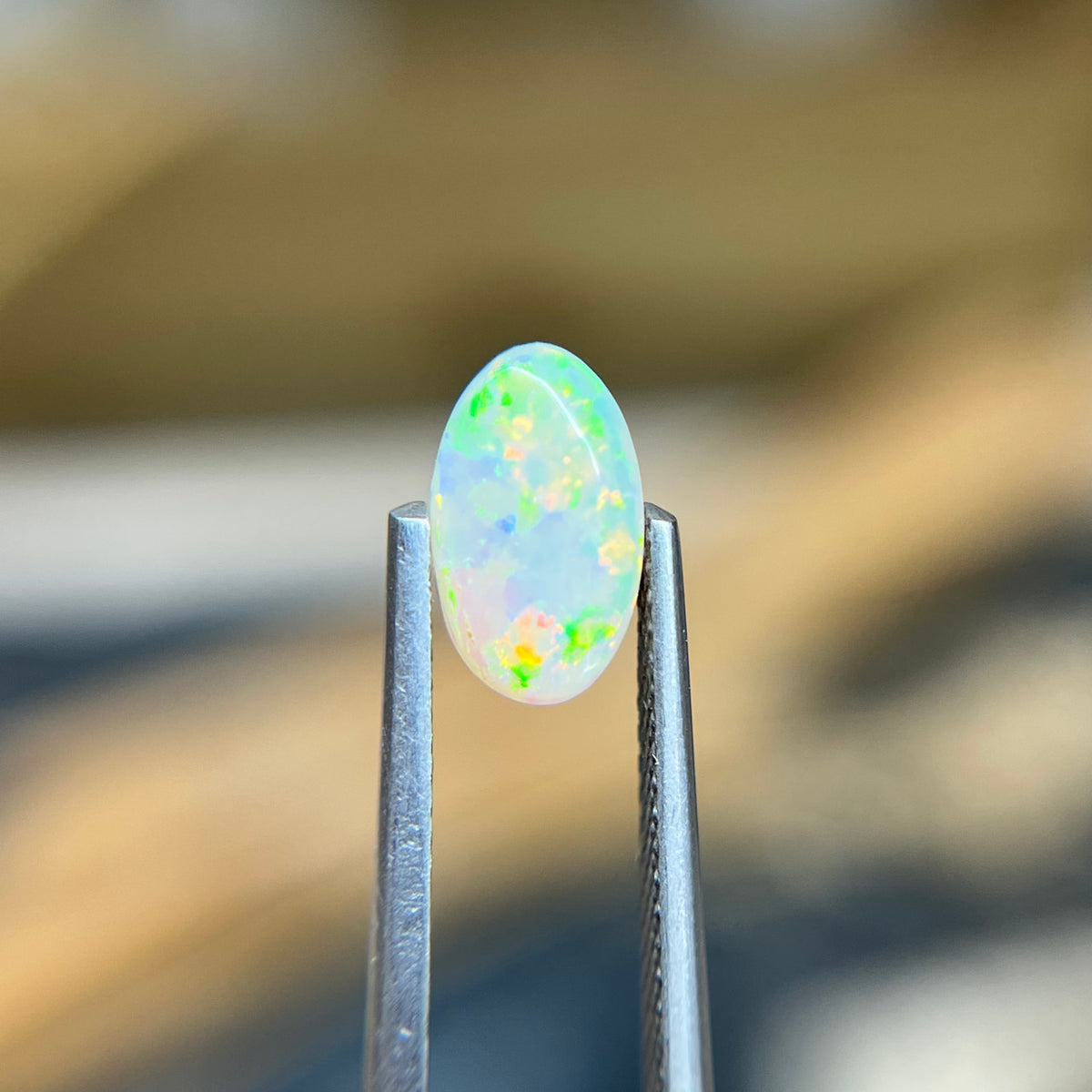 White Australian Elongated Oval Opal