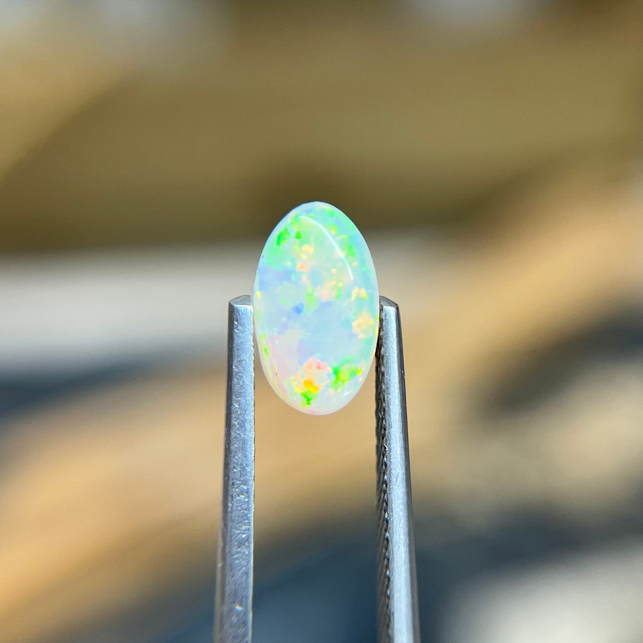 White Australian Elongated Oval Opal