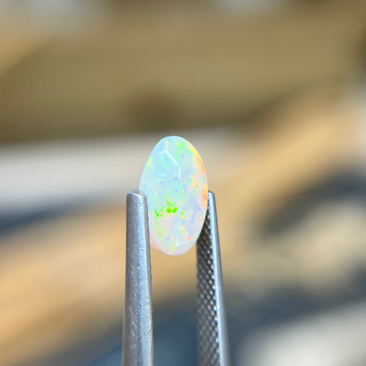 White Australian Elongated Oval Opal