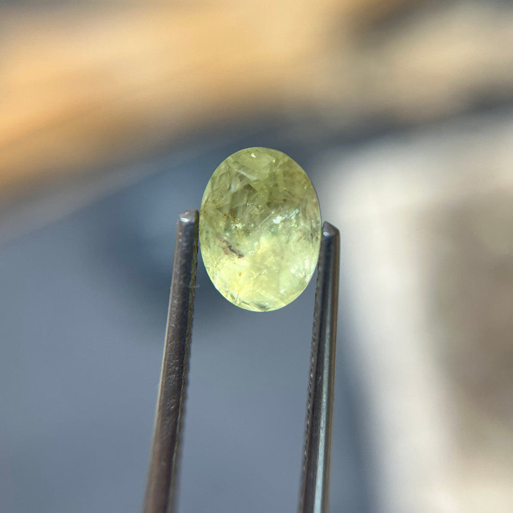 Light Yellow Green Oval Montana Sapphire