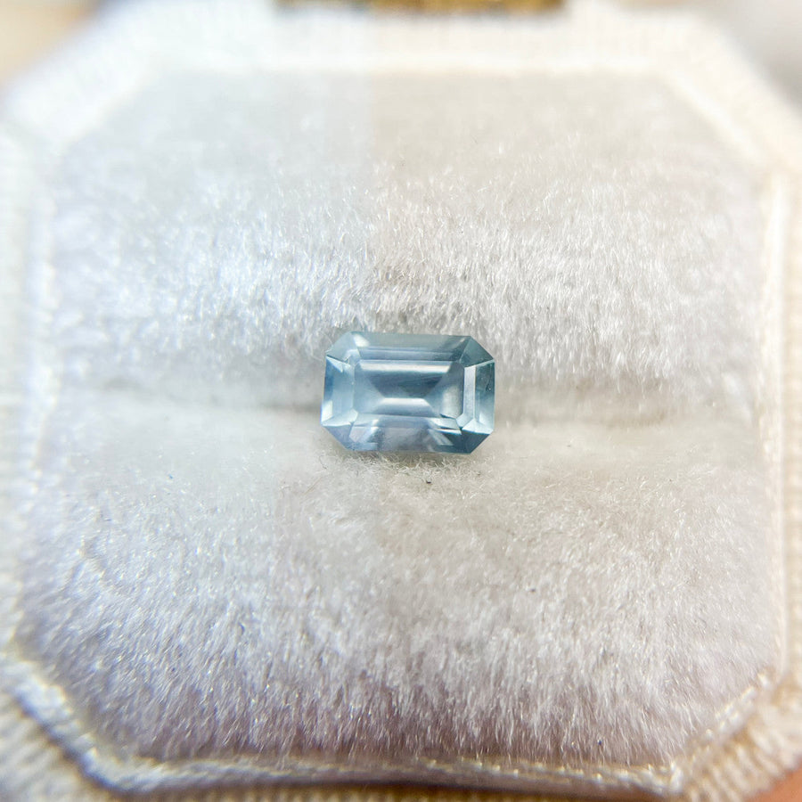 Opalescent Teal Blue Emerald Cut Montana Sapphire