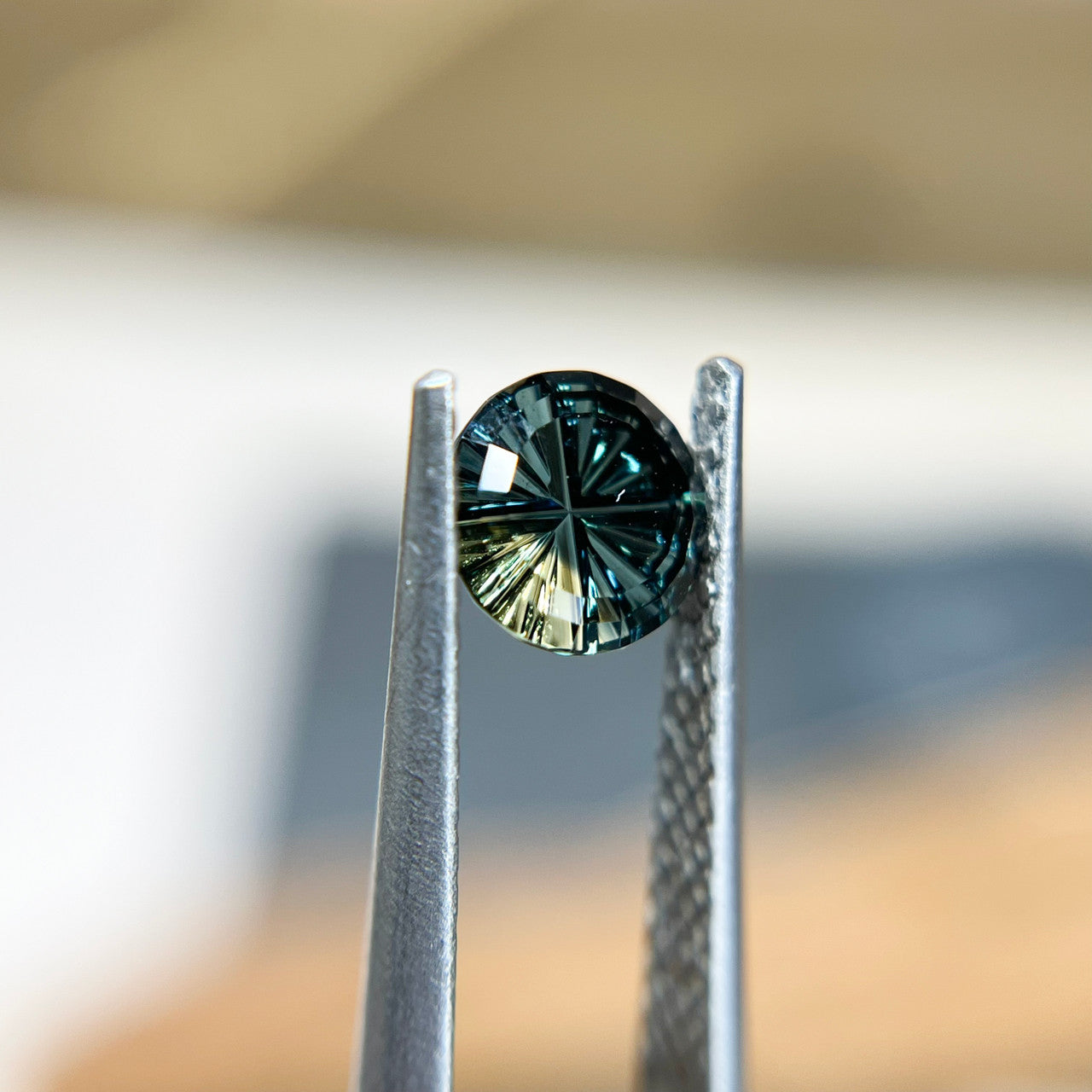 Deep Teal Parti Color Australian Sapphire Starbrite™ Cut by John Dyer