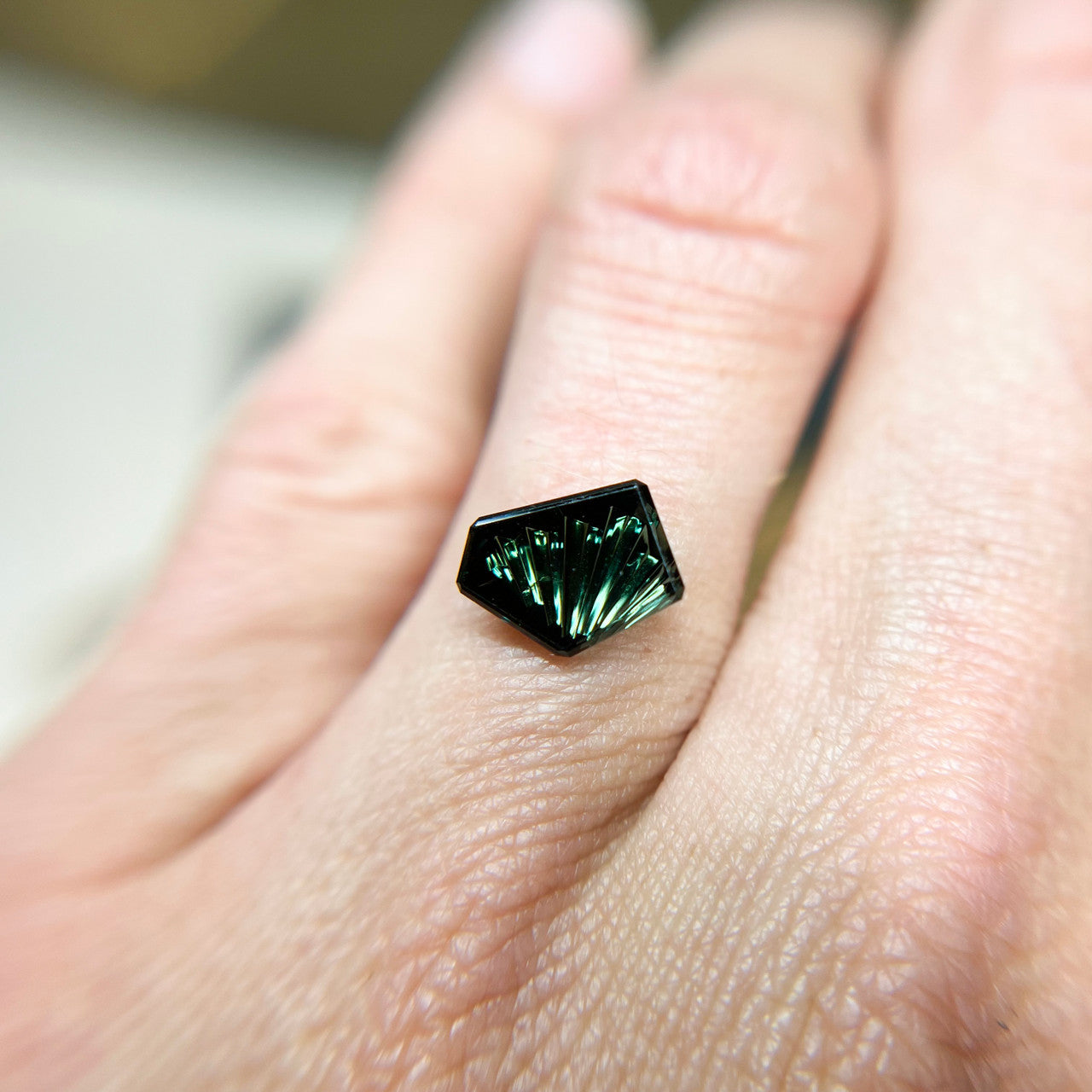 Blue Green Australian Sapphire Dreamscape™ Cut by John Dyer