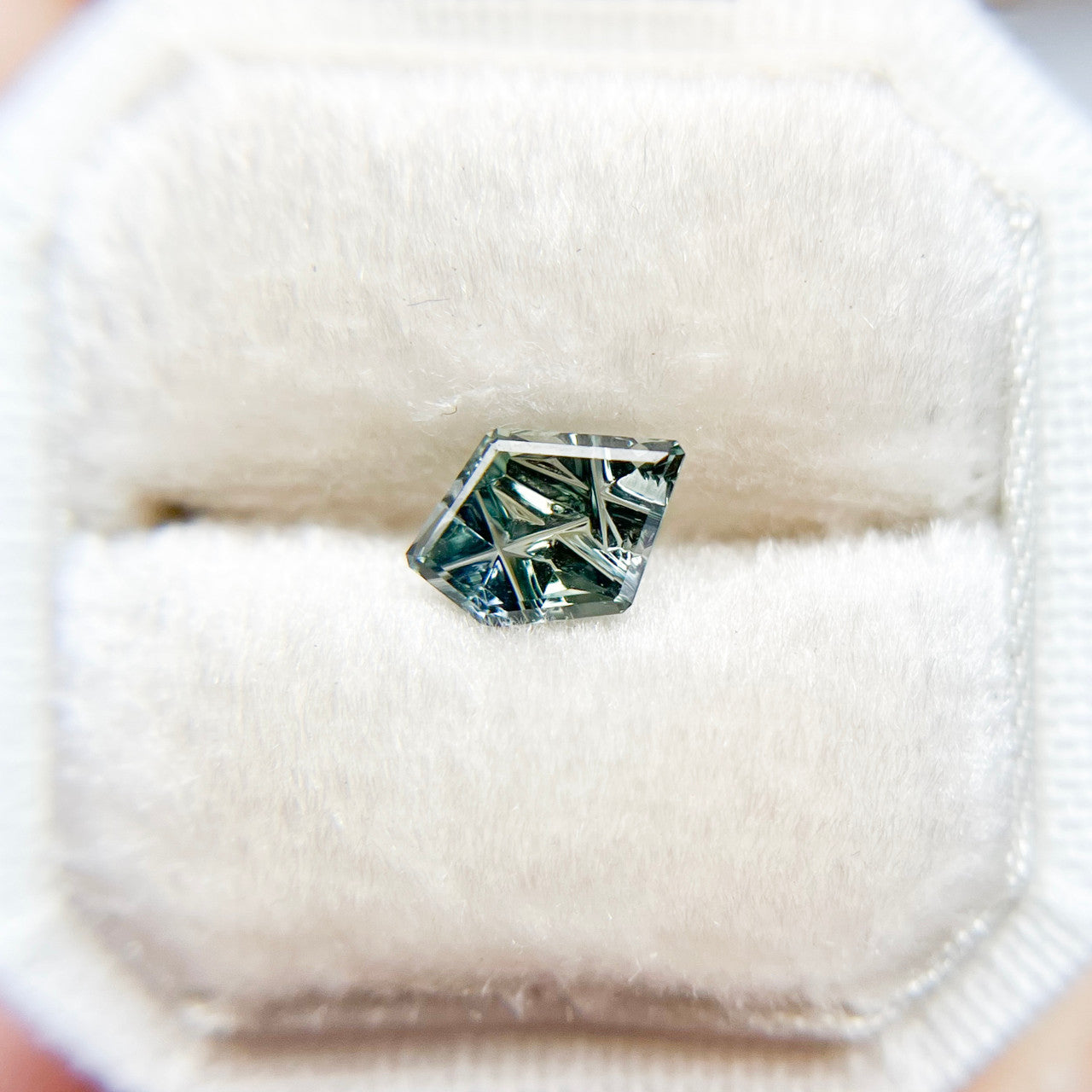Light Blue Teal Parti Color Sapphire Dreamscape™ Cut by John Dyer
